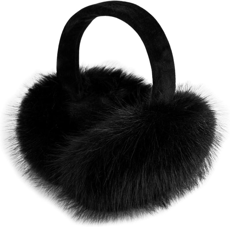 FSTEOE Women Winter Ear Muffs Foldable Girl Ear Warmer Fashion Furry Earmuff Soft Ear Cover Cold Weather - Image 1